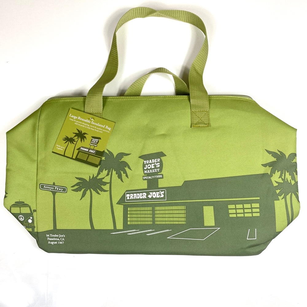 NWT Trader Joe’s LARGE Olive Green Insulated Tote Cooler Bag